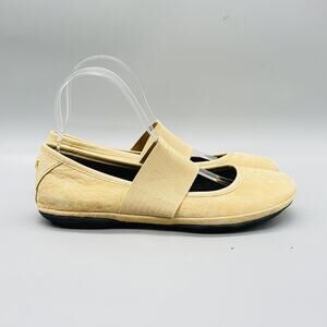 Camper Shoes Women 8 Beige Suede Right Nina Mary Jane Flat Elastic Strap Walking
